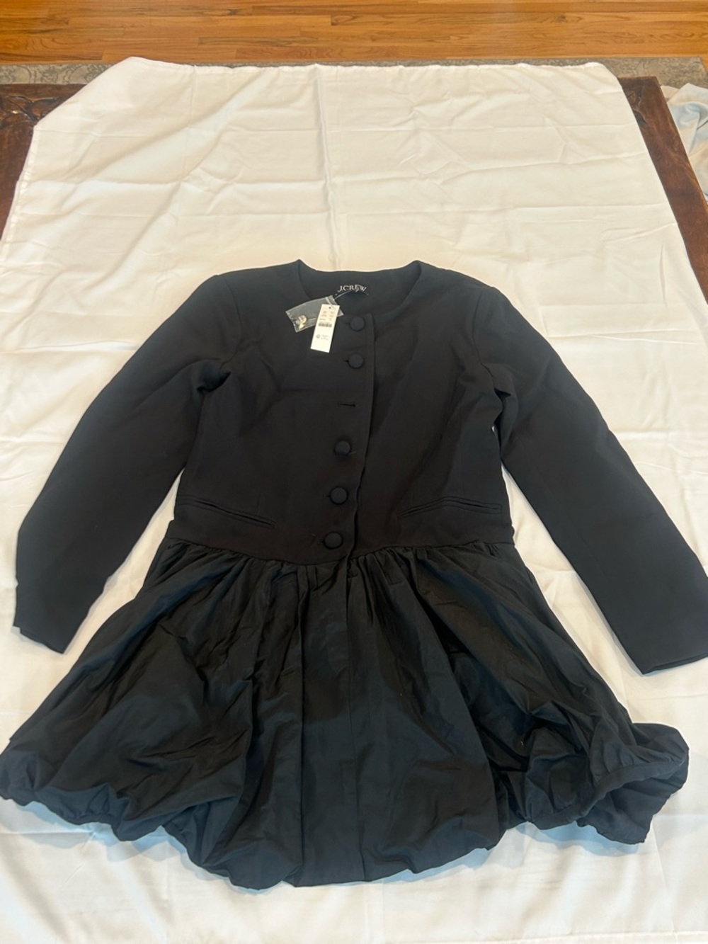 Black Fit-and-Flare Mini Dress with Button-Front Top